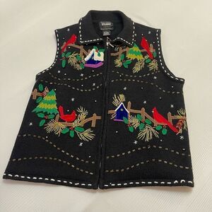 Designers Originals Studio Joy Christmas Cardinal Embellished Vest Size P/M